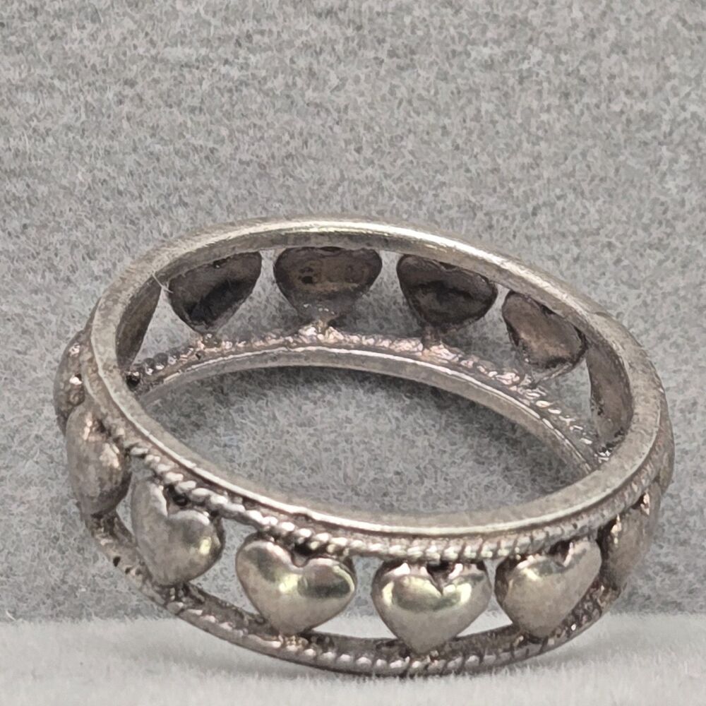 Vintage 3D Puffy Heart Ring 7.5 Love Dainty 925 Sterling Silver Jewelry Girly